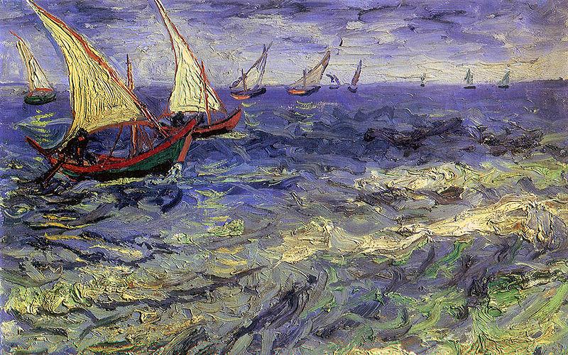 Vincent Van Gogh Boats at Sea, Saintes-Maries-de-la-Mer oil painting picture